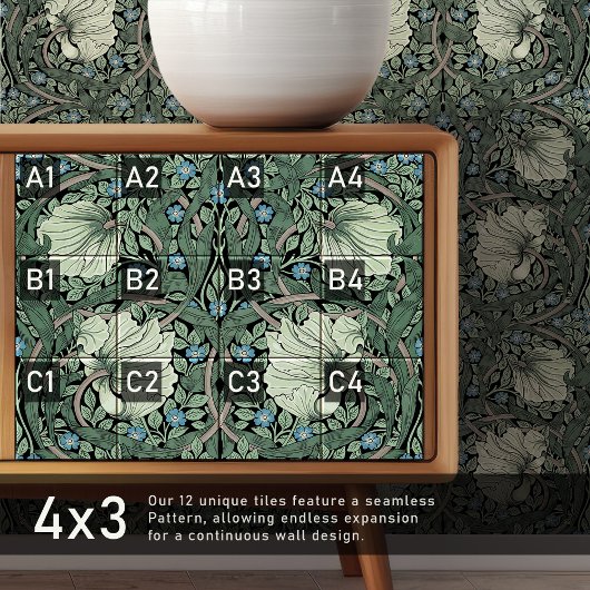 Pimpernel Seamless 3 of 12 Sage Green Blue タイル