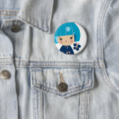 Pinの上の青いKokeshiの三重項の終わり 缶バッジ (インサイチュ)