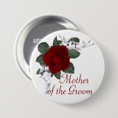 Pinを結婚している新郎のKRWの赤いバラの母 缶バッジ (正面&裏面)