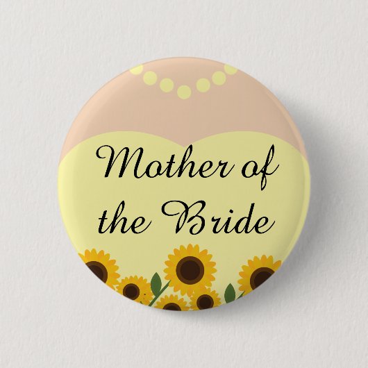 Pinを結婚している花嫁のヒマワリの素朴な母 缶バッジ (正面)