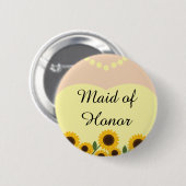Pinを結婚する素朴なメイド・オブ・オーナー(花嫁付き添い人)のヒマワリ 缶バッジ (正面&裏面)