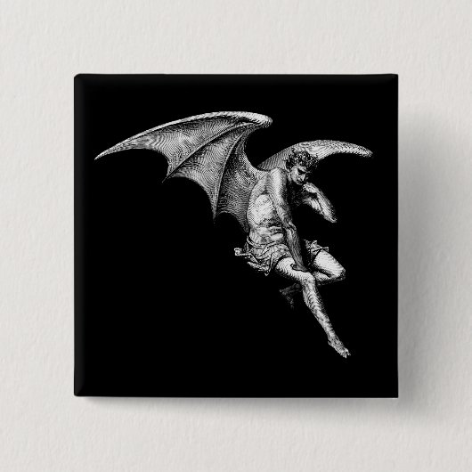 Pinを考えているSatan 缶バッジ (正面)