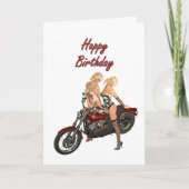 Pinバイクもしくは自転車に乗る人の女の子のバースデー・カード カード (正面)
