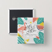 Pinボタンを結婚するパーソナライズな熱帯夏 缶バッジ (正面&裏面)