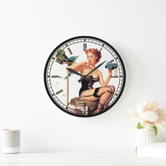 Pin女の子の柱時計 ラージ壁時計 (ホーム)