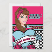 、Pin、ロックビリーチェック模様 招待状 (裏面)