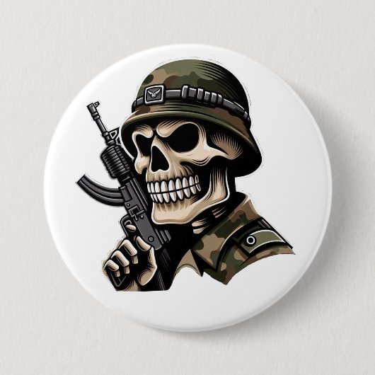 Pin calavera soldado blanca 缶バッジ (正面)