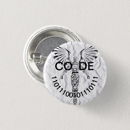 Pin hack - Co_De 11011100101110111 缶バッジ (正面&裏面)