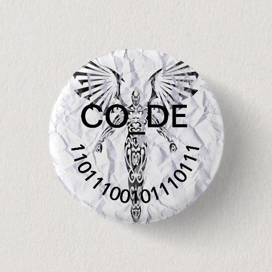 Pin hack - Co_De 11011100101110111 缶バッジ (正面)