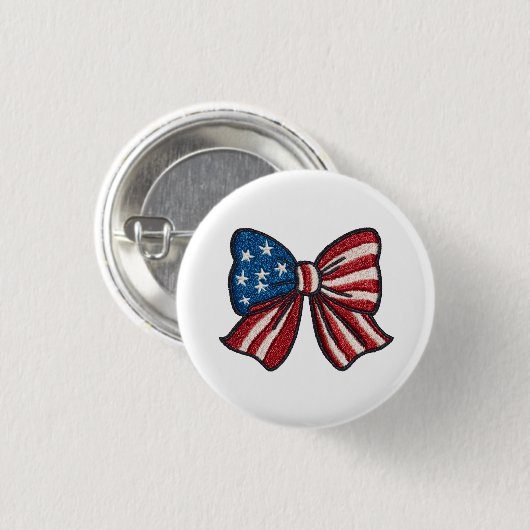 🎀 Pin on the Patriotism – USA Flag Bow Button 🇺 缶バッジ (正面&裏面)