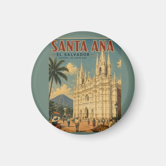 Pin  Santa Ana, El Salvador  Retro poster マグネット (正面)