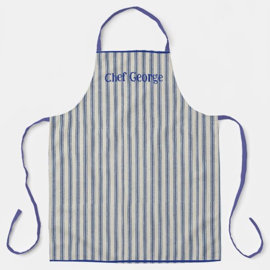 Pin Stripe Apron Name French Style エプロン (正面)