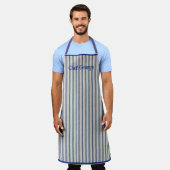 Pin Stripe Apron Name French Style エプロン (着用した状態)