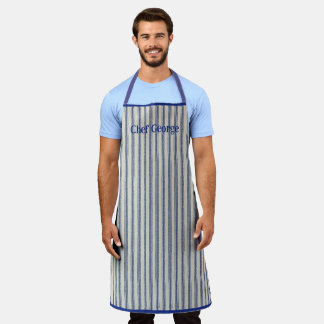 Pin Stripe Apron Name French Style エプロン