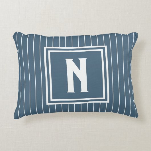 Pin Stripe - Navy + White アクセントクッション (正面)