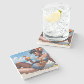 Pin-up à la plage ストーンコースター (横)