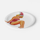 Pin up Christmas girl ペーパープレート (アングル)