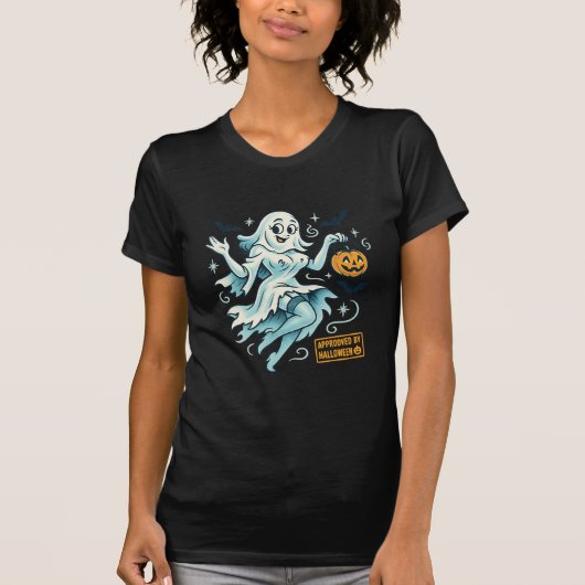 Pin-Up Ghost Girl – Spooky Cute Halloween Tシャツ (正面)