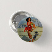 PIN UP GIRLのピンバックボタン 缶バッジ (正面&裏面)