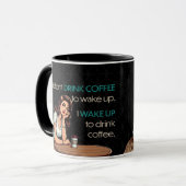 Pin-up Girl—I Wake Up to Drink Coffee マグカップ (正面左)