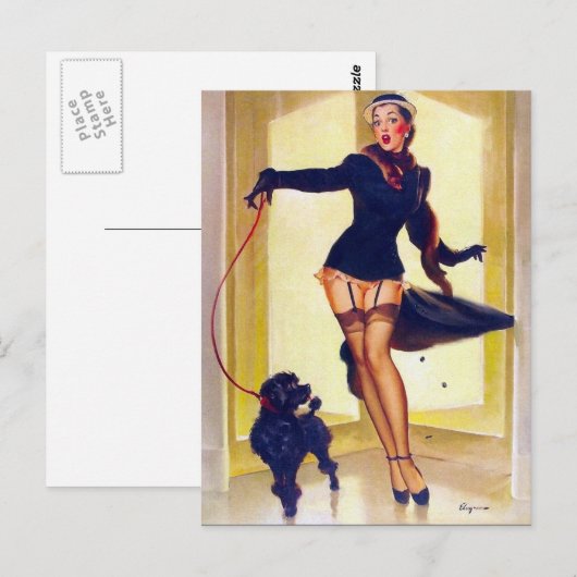 Pin-Up with Poodle ポストカード (正面/裏面)