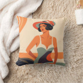 pin up woman retro in the sea  クッション (ブランケット)