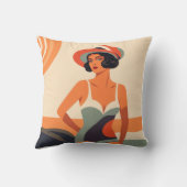 pin up woman retro in the sea  クッション (裏面)