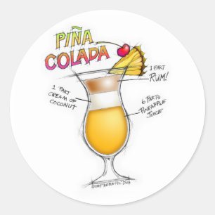 PINA COLADAのレシピのカクテルの芸術 ラウンドシール