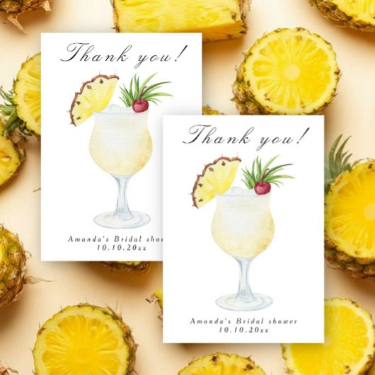 Pina Colada Cocktail Bridal Shower サンキューカード