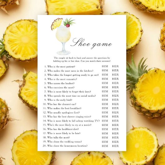 Pina Colada Cocktail Bridal shower Shoe game