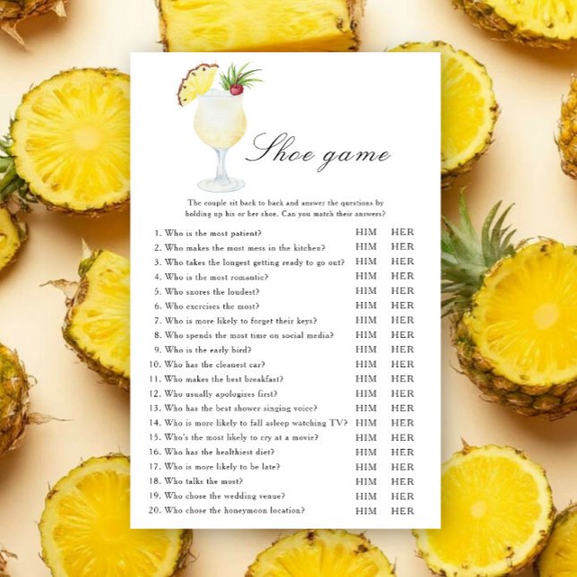 Pina Colada Cocktail Bridal shower Shoe game (クリエイターアップロード済み)