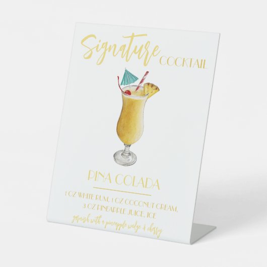 Pina Colada Signature Cocktail Recipe 台座サイン (正面)