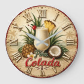 Piña Colada Tropical Beach Cocktail Summer Bar ラージ壁時計 (正面)