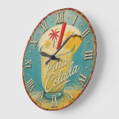 Piña Colada Tropical Cocktail Beach ラージ壁時計 (傾斜)