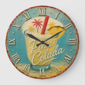 Piña Colada Tropical Cocktail Beach ラージ壁時計 (正面)