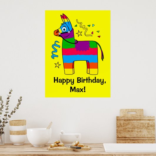 Pinataハッピーバースデー名のカスタマイズ ポスター (キッチン)