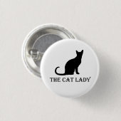 Pinback Badge Button猫の女性 缶バッジ (正面&裏面)