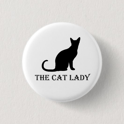 Pinback Badge Button猫の女性 缶バッジ (正面)