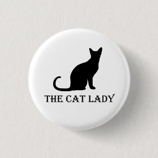 Pinback Badge Button猫の女性 缶バッジ