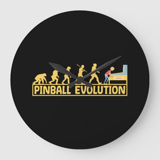 Pinball machine Arcade Evolution Retro Funny ラージ壁時計 (正面)