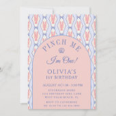 Pinch Me I’m One Preppy Lobster Beach 1st Birthday 招待状 (正面)