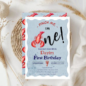 Pinch Me, I'm One Lobster Boy 1st Birthday 招待状