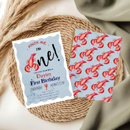 Pinch Me, I'm One Lobster Boy 1st Birthday 招待状