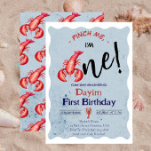 Pinch Me, I'm One Lobster Boy 1st Birthday 招待状