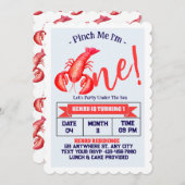 Pinch Me, I'm One Lobster Boy 1st Birthday Party 招待状 (正面/裏面)