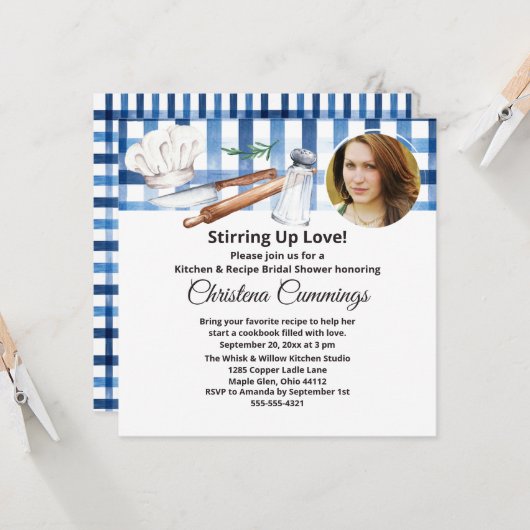 Pinch of Love Kitchen Photo Bridal Shower 招待状 (正面/裏面インサイチュ)