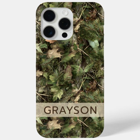 Pine and Leaves Camouflage Personalized Case-Mate iPhoneケース (裏面)