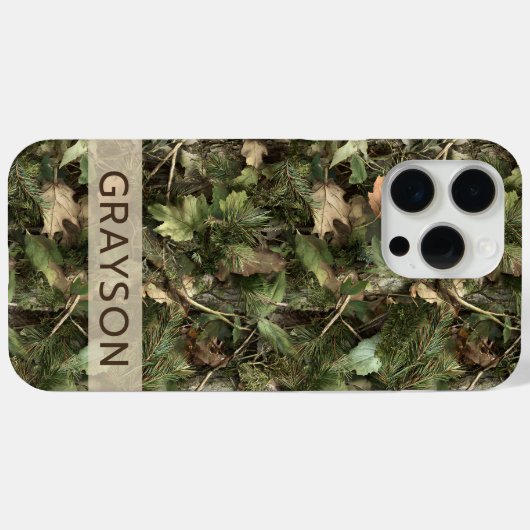 Pine and Leaves Camouflage Personalized Case-Mate iPhoneケース (裏面 (横))