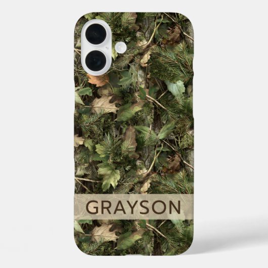 Pine and Leaves Camouflage Personalized Case-Mate iPhoneケース (裏面)