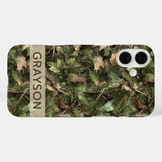 Pine and Leaves Camouflage Personalized Case-Mate iPhoneケース (裏面 (横))
